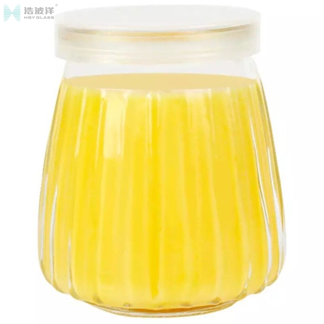 Factory sale clear 100ml 200ml pudding glass jar with plastic lid