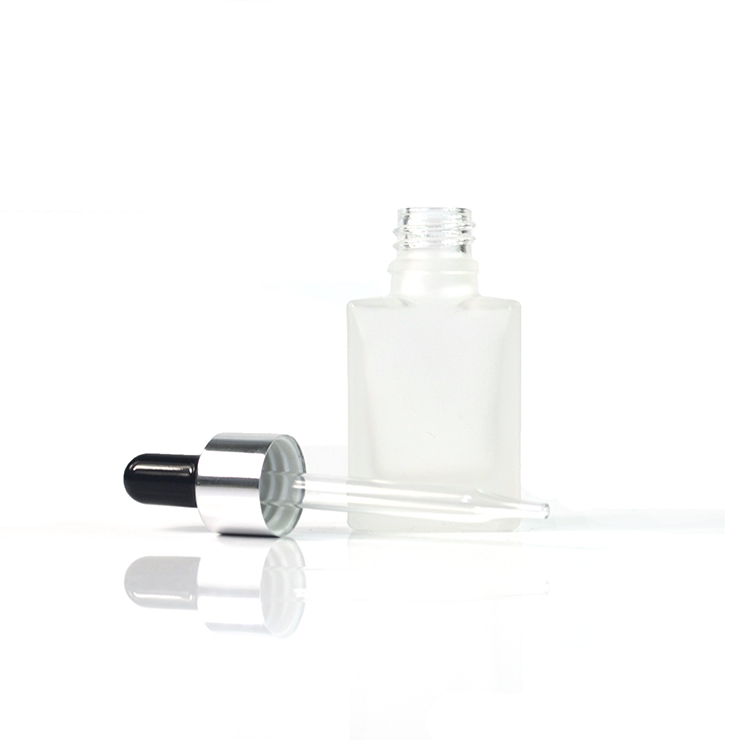 Factory sale matte black white clear red rectangle15ml 30ml 50ml dropper glass bottle with screen printing