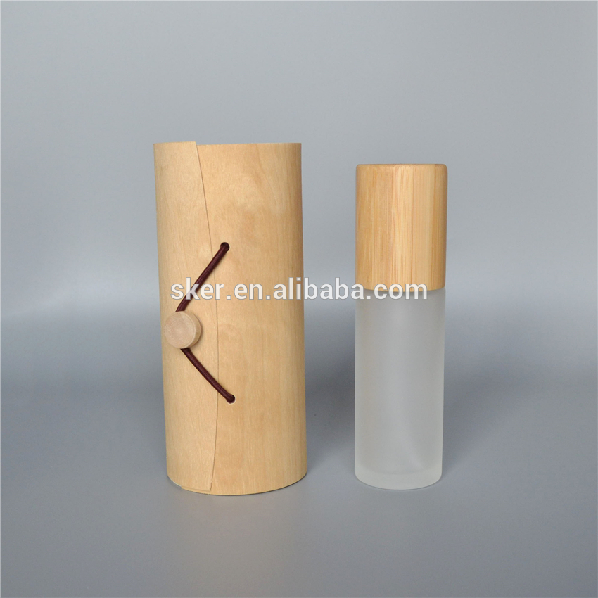 Factory sale perfume bottles 50ml 100ml 150ml Frost glass lotion bottle with bamboo mist sprayer/bamboo lotion pump/bamboo cap