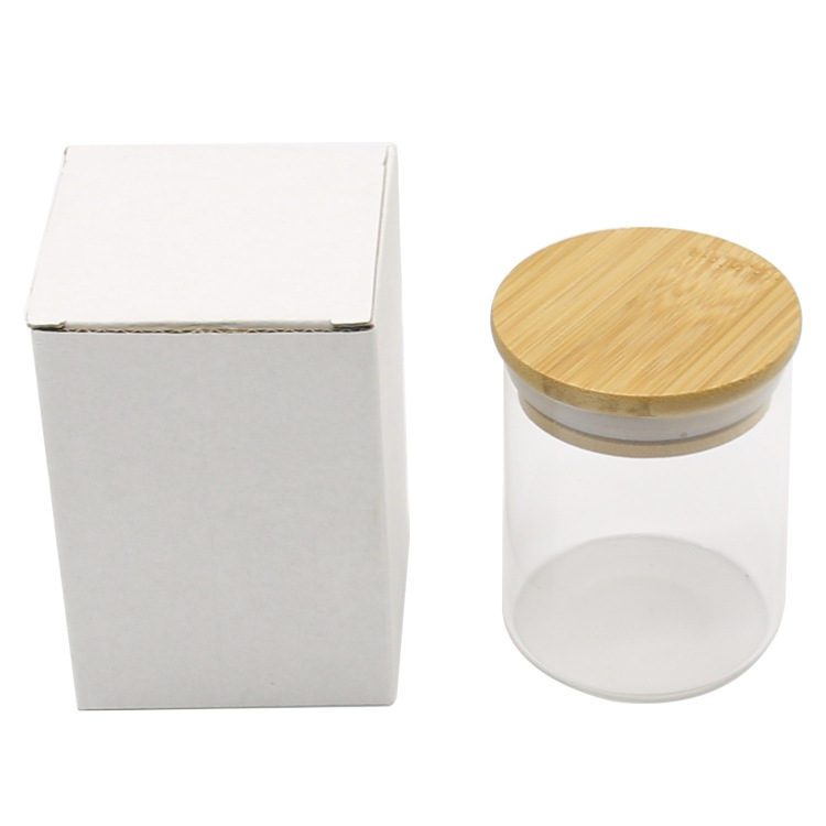 Factory sale wholesale glass weed jar with bamboo lid custom logo weed container jars