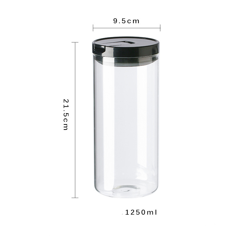 Factory seasoning glass sugar preserves salt pot with hole black lid