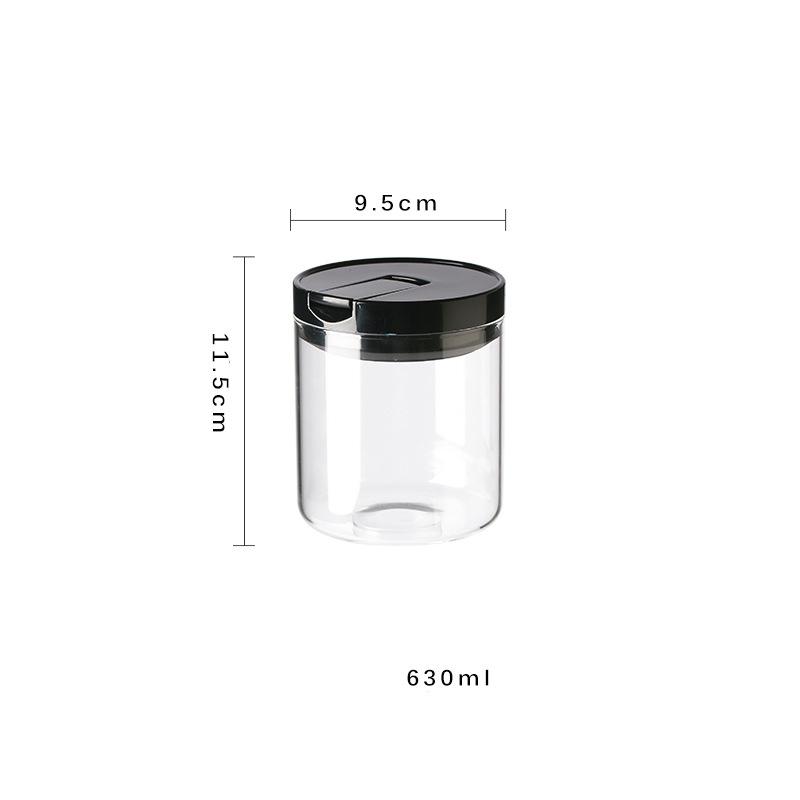 Factory seasoning glass sugar preserves salt pot with hole black lid