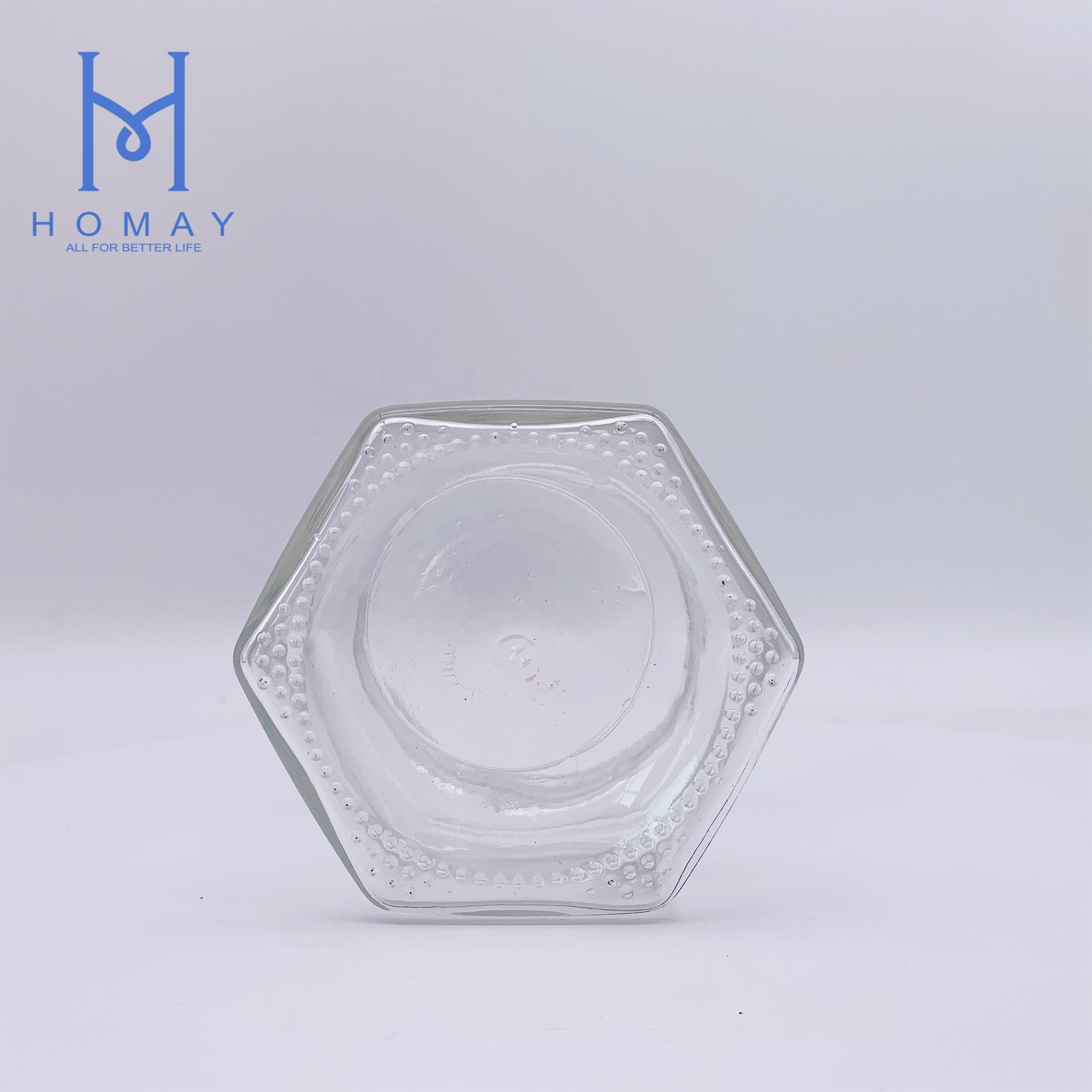 Factory selling 500ml hexagonal glass food storage jar with cap