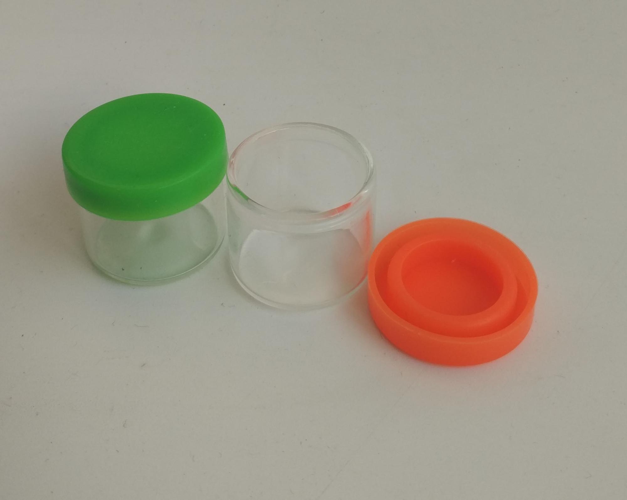 Factory silicone Air tight cap smell proof CBD oil glass container oil storage 6ml glass jar concentrate containers