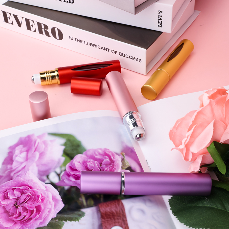 Factory skin care 10ml roll on bottle packaging for body oil roll on aluminum lipgloss roll on tubes