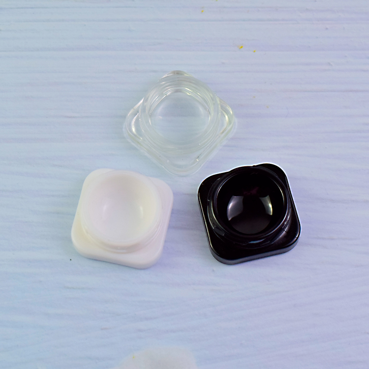 Factory square concentrate jar with square child proof cap 5ml 9ml Cream Glass oil wax packaging white clear black