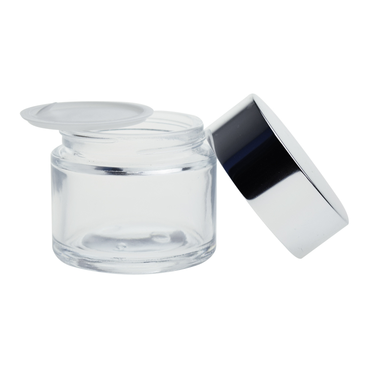 Factory stocks lower price skin care cosmetic packaging 30g 50g clear glass cream jar with screw lid