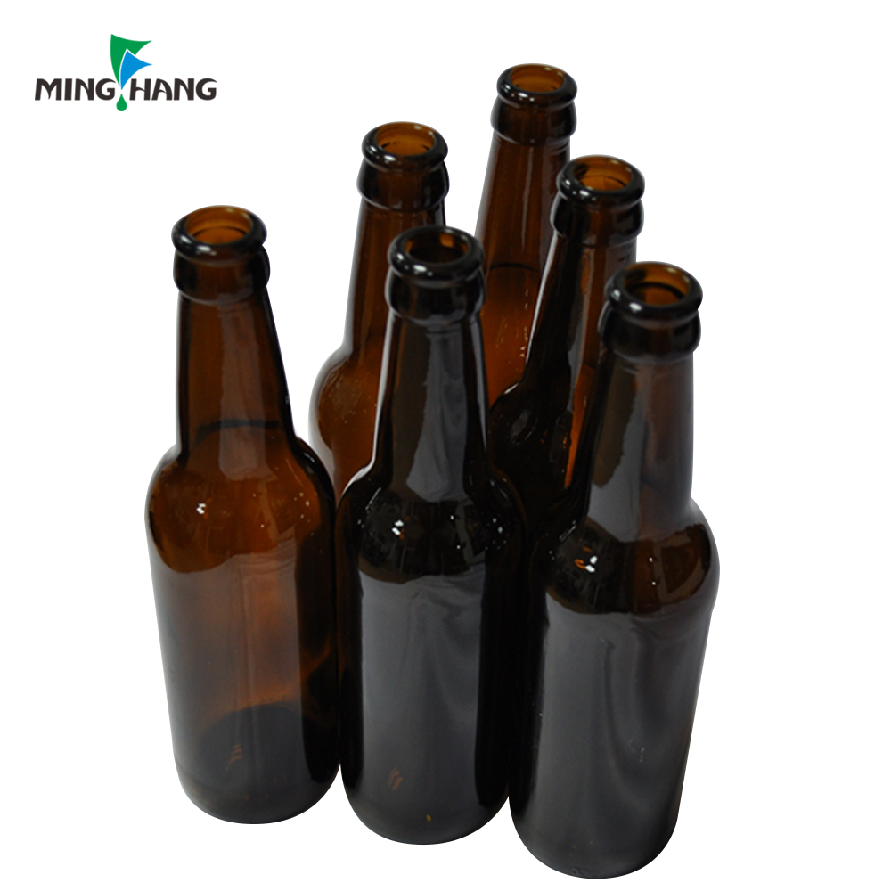Factory supplier amber 330ml glass beer bottle with crown cap