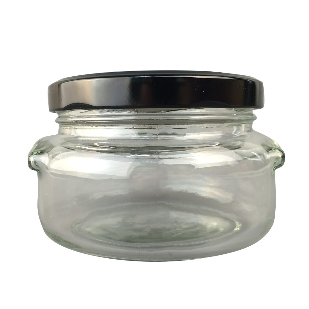 Factory supply 375ML round glass jar can store food