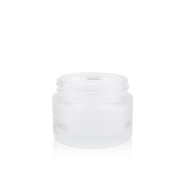 Factory supply 50g black white frosted glass jar round glass cream jar with electroplate lid cap for beauty skincare serum