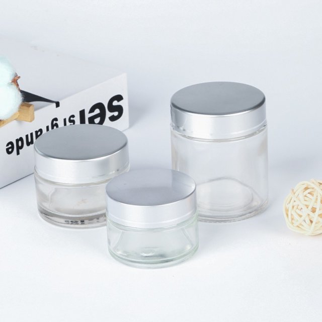 Factory supply  5g 10g 15g 20g 25g 30g 50g 100g 50ml clear cosmetics face cream glass bottles and jars
