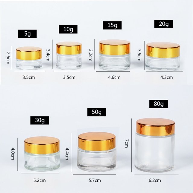 Factory supply 5g 10g 15g 20g 25g 30g 50g 100g 50ml clear cosmetics face cream glass bottles and jars