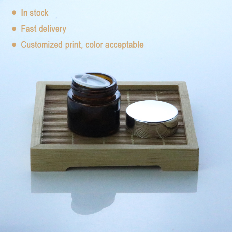 Factory supply 5ml 10ml 15ml 20ml 30ml 50ml amber mini small glass jar silver top for cream powder (GJM11)