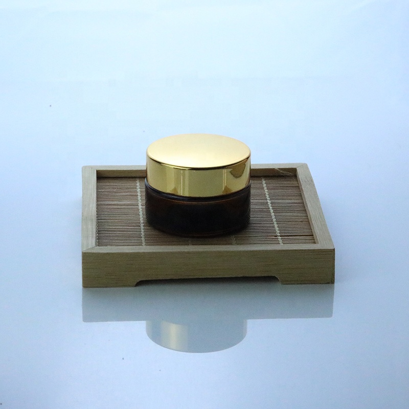 Factory supply 5ml 10ml 15ml 20ml 30ml 50ml thick amber glass cosmetic jar UV gold top (GJM12)