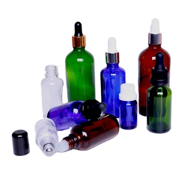 Factory supply Amber Green Blue Clear Glass Essential Oil dropper Bottles Euro Dropper Bottles in Large Stock
