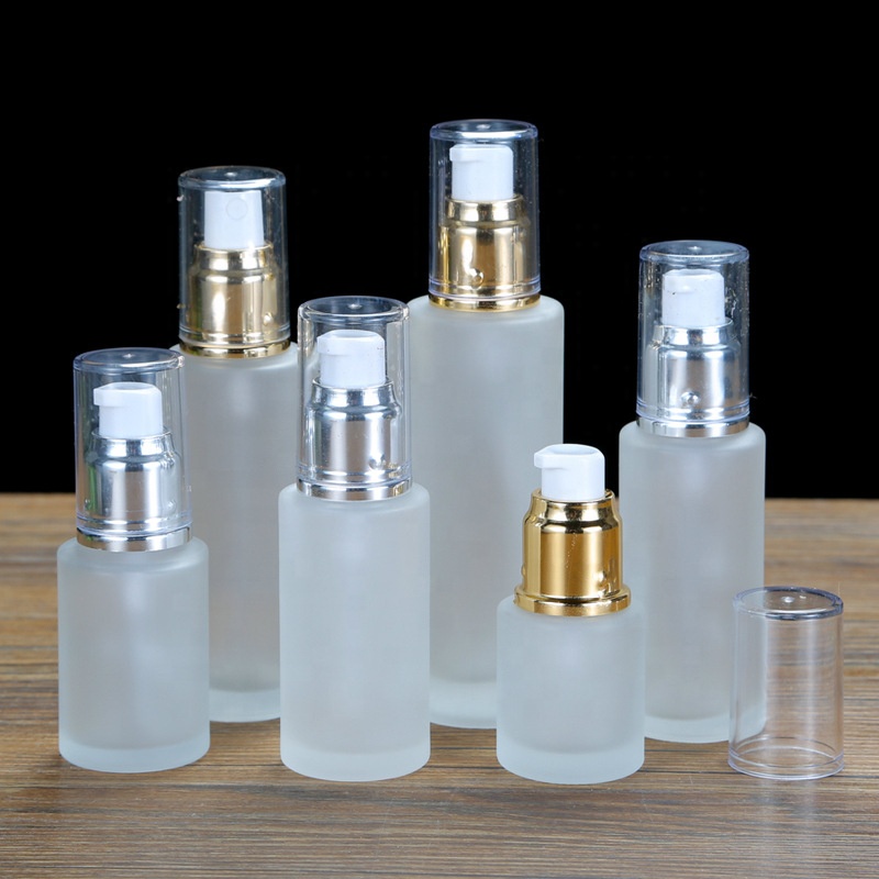Factory supply glass lotion pump bottle 50ml 100ml 30ml 60ml 80ml