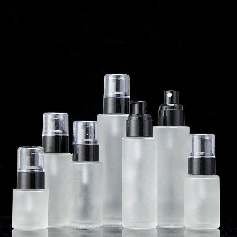 Factory supply glass lotion pump bottle 50ml 100ml 30ml 60ml 80ml