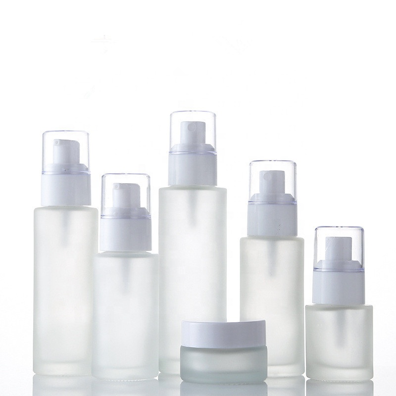 Factory supply glass lotion pump bottle 50ml 100ml 30ml 60ml 80ml
