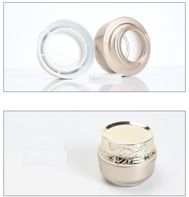 Factory supply new design 120ml 100ml 40ml 50g golden glass bottles and jars with carved cap cosmetic container package