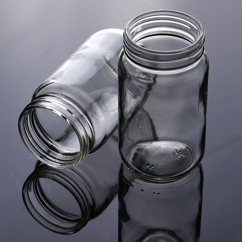 Factory wholesale 480ml large clear empty round glass mason jar for food honey spice