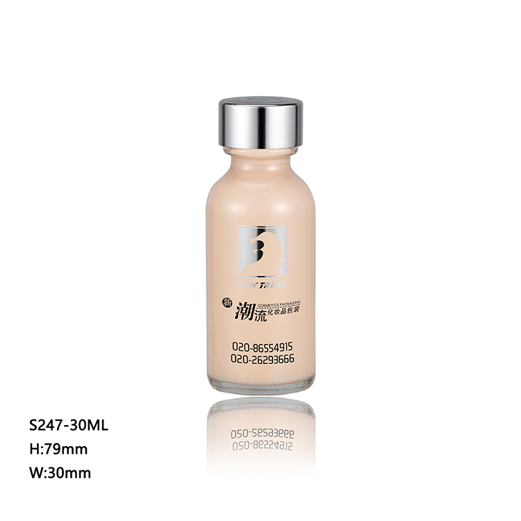 Factory wholesale OEM glass bottl screw cap foundation bottles 30ml packaging