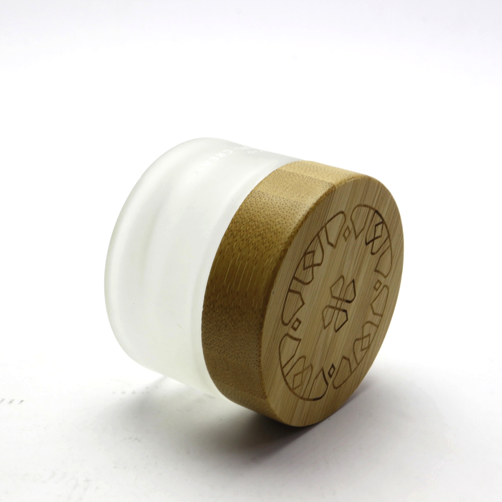 Factory wholesale cosmetic bamboo jar clear frosted glass cream jar with wooden lid BJ-188R