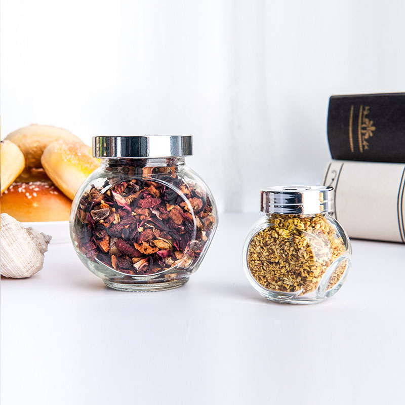 Factory wholesale flat glass jar with metal lid sealed jar