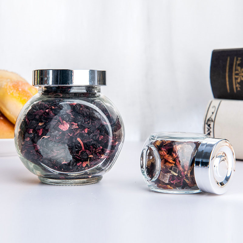 Factory wholesale flat glass jar with metal lid sealed jar