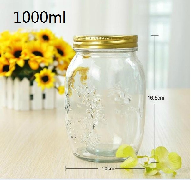 Factory wholesale food fruit can jam preserved pickle storage safe glass jar 170ml 300ml 500ml 1000ml