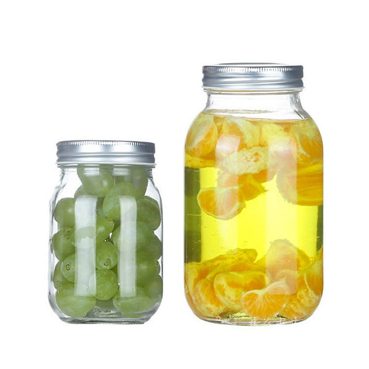 Factory wholesale glass jar and bottle with wide mouth mason jar metal lid