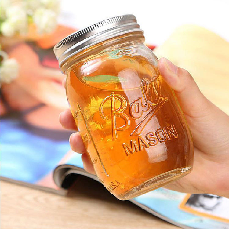Factory wholesale glass jar and bottle with wide mouth mason jar metal lid