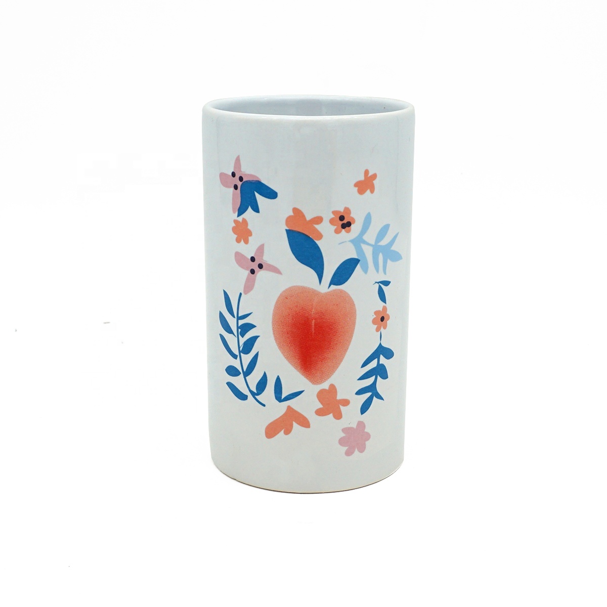 Factory wholesale home straight white creative ceramic coffee tea candy three-piece storage tank