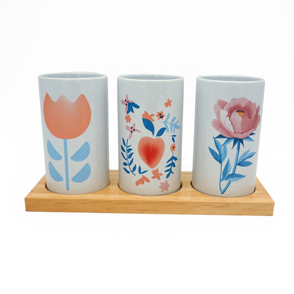 Factory wholesale home straight white creative ceramic coffee tea candy three-piece storage tank