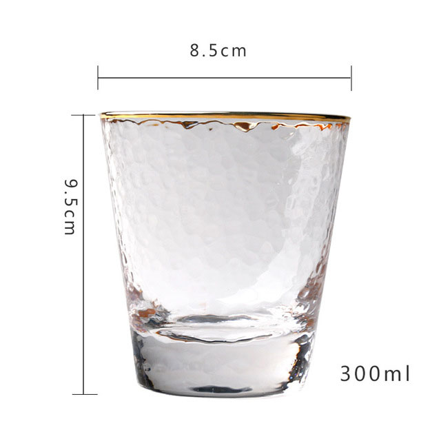 Factory wholesale price different style elegant glass cup with gold rim