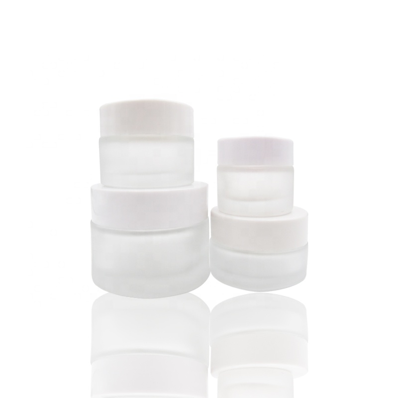 Factory wholesale stock 50ml  frosted glass cream jar for Cosmetic packaging