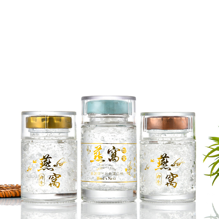 Family Size 50ml 80ml 100ml 120ml Round Birdnest Jar with Acrylic Lid 55mm Diameter Mini Glass Jar for Instant Food