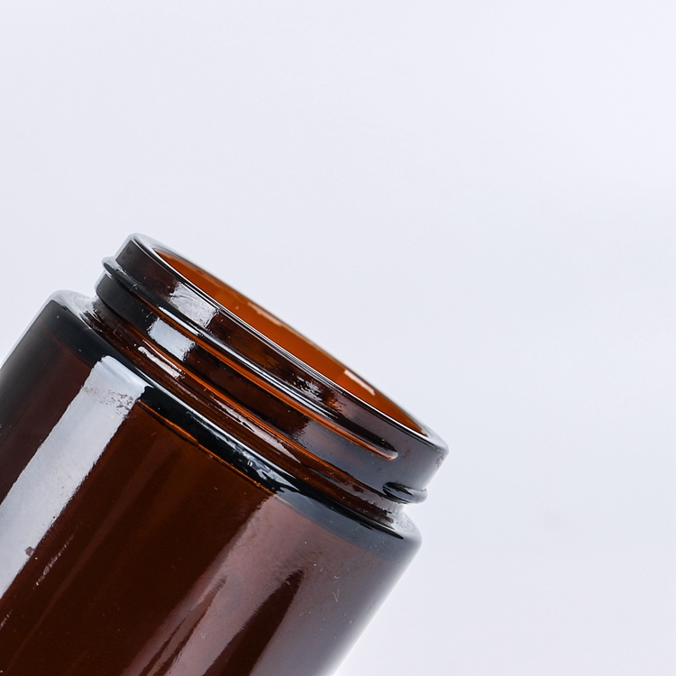 Family size 50ml 100ml 250ml Amber Glass Candle Jars With Black Plastic lids /Aluminum Lids