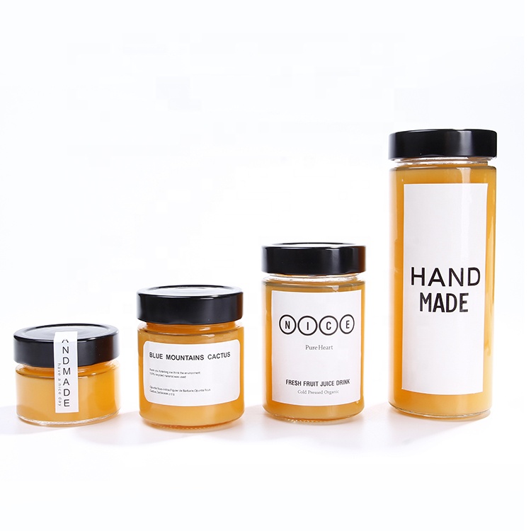 Family size empty 200g 350g 500g honey packaging jar round container with airtight lid for wedding favors