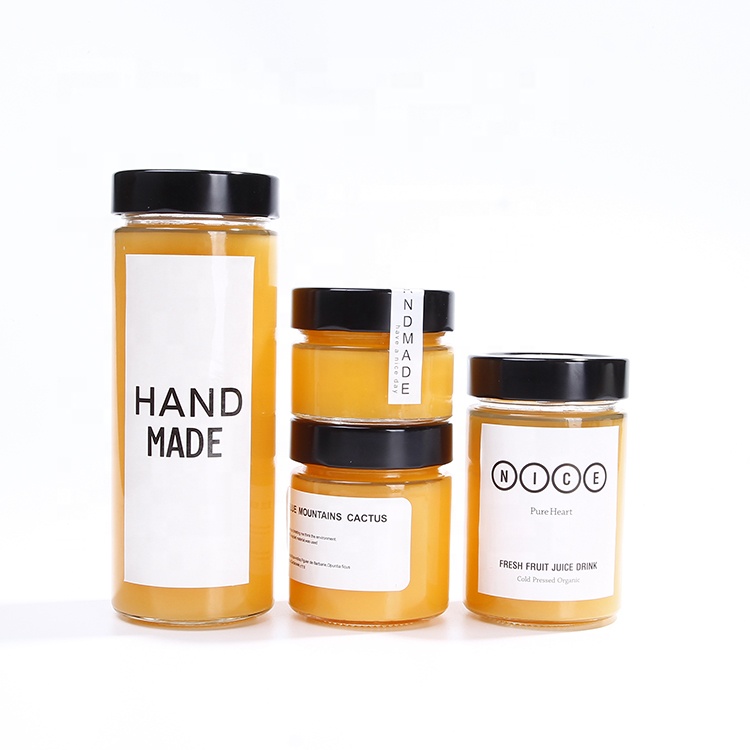 Family size empty 200g 350g 500g honey packaging jar round container with airtight lid for wedding favors