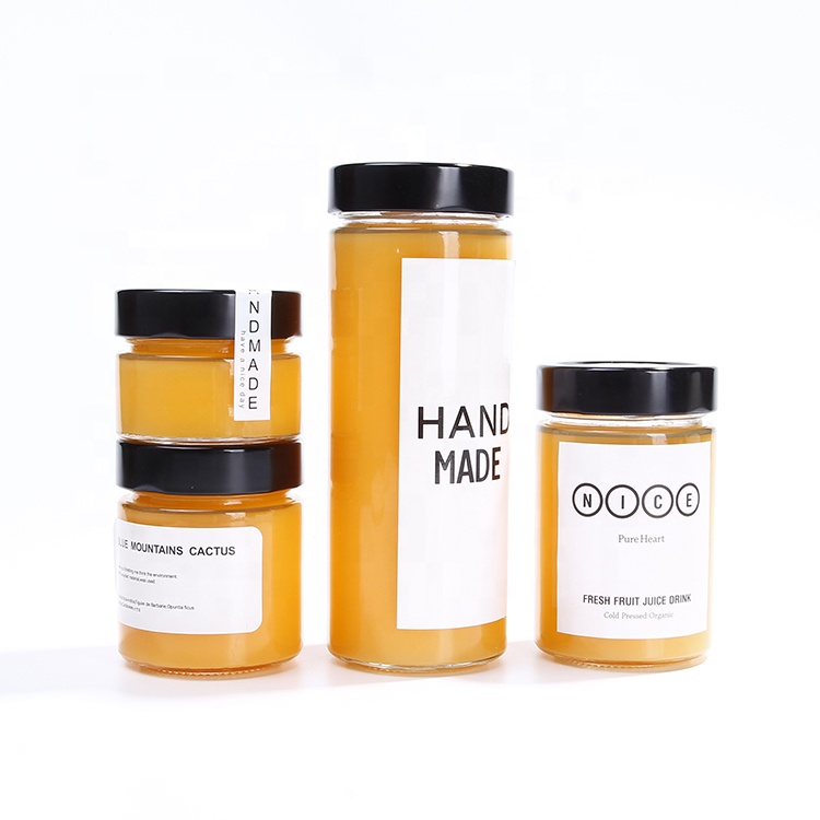 Family size empty 200g 350g 500g honey packaging jar round container with airtight lid for wedding favors