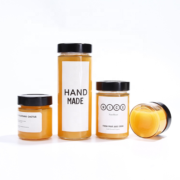 Family size empty 200g 350g 500g honey packaging jar round container with airtight lid for wedding favors