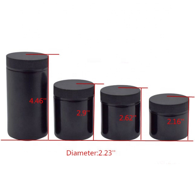 Fancy 1 oz  2 oz 3 oz 4 oz 5 oz 6 oz dome lid weed airtight container round wide mouth child proof hemp black thick glass jars