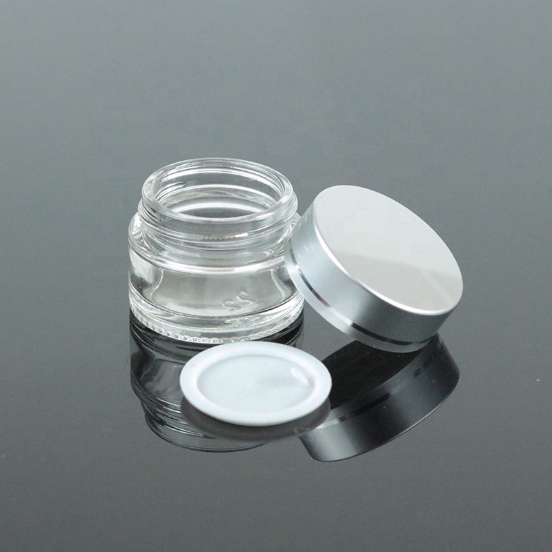 Fancy 10ml Small Clear Cosmetic Cream Jar 10g Mini Empty Glass Jars Containers With Silver Lid (GJM03)
