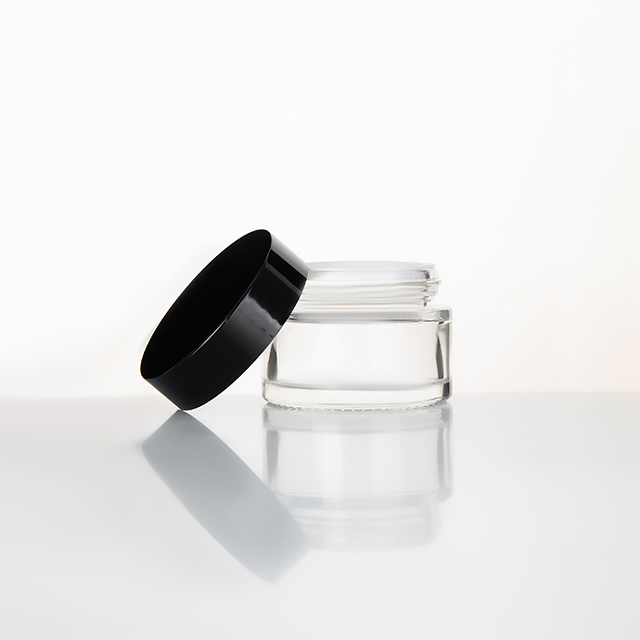 Fancy 15g 30g 50g green Blue Clear glass Cream Jar With Aluminum Cap