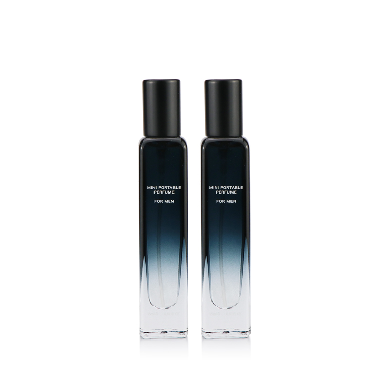 Fancy 15ml 1/2 oz cosmetic fragrance packaging cylinder Empty clear square glass perfume bottle with spray