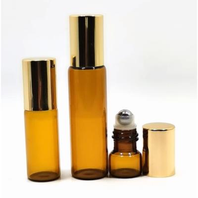 Fancy 1Ml 3Ml 5Ml 10Ml Tall Essential Oil Mental Custom Clear Amber Roll On Glass Bottle With Stainless Steel Roller Ball