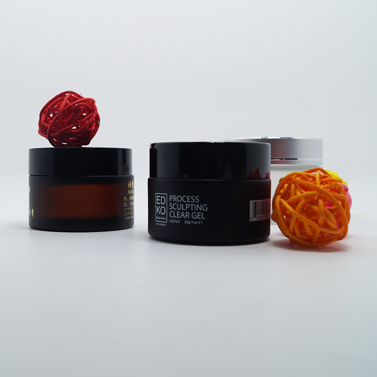 Fancy 1oz 30ml Frosted Matte White Hair Care Glass Jar With Black Lid for hair tints bleaches