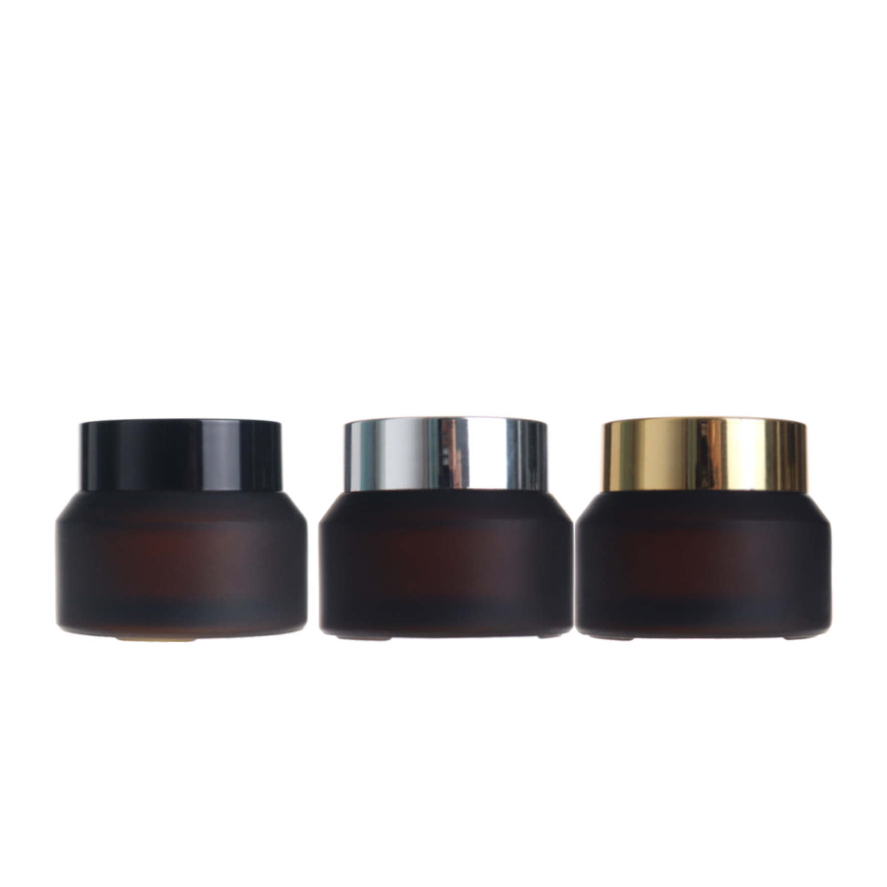 Fancy 30g flat shoulder frosted amber glass luxury cream cosmetic jar