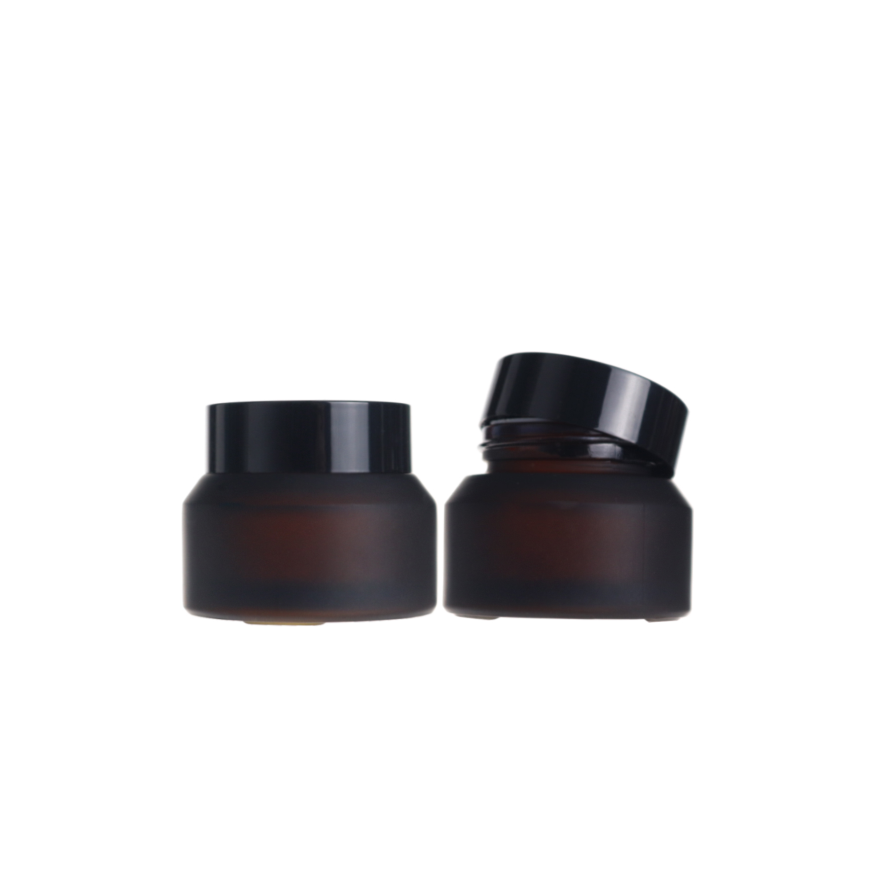 Fancy 30g flat shoulder frosted amber glass luxury cream cosmetic jar