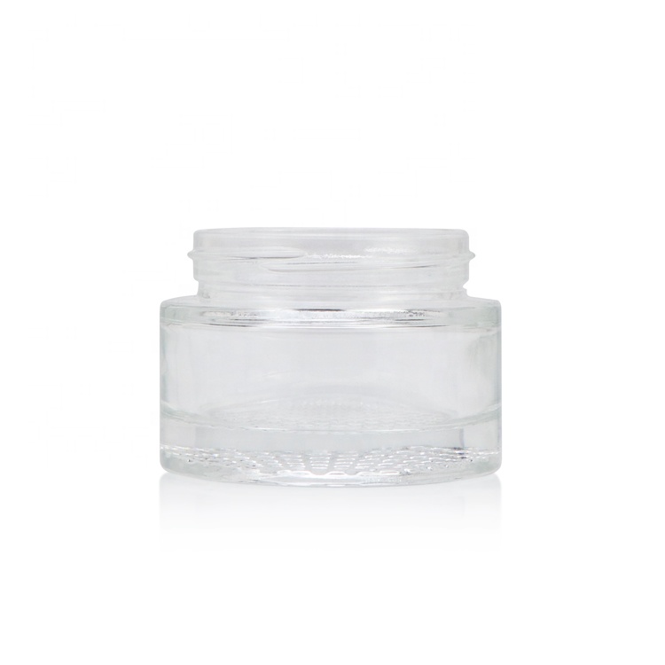Fancy 30ml 50 g empty cylinder cosmetic gel container balm airtight clear glass jar frosted with silver cap